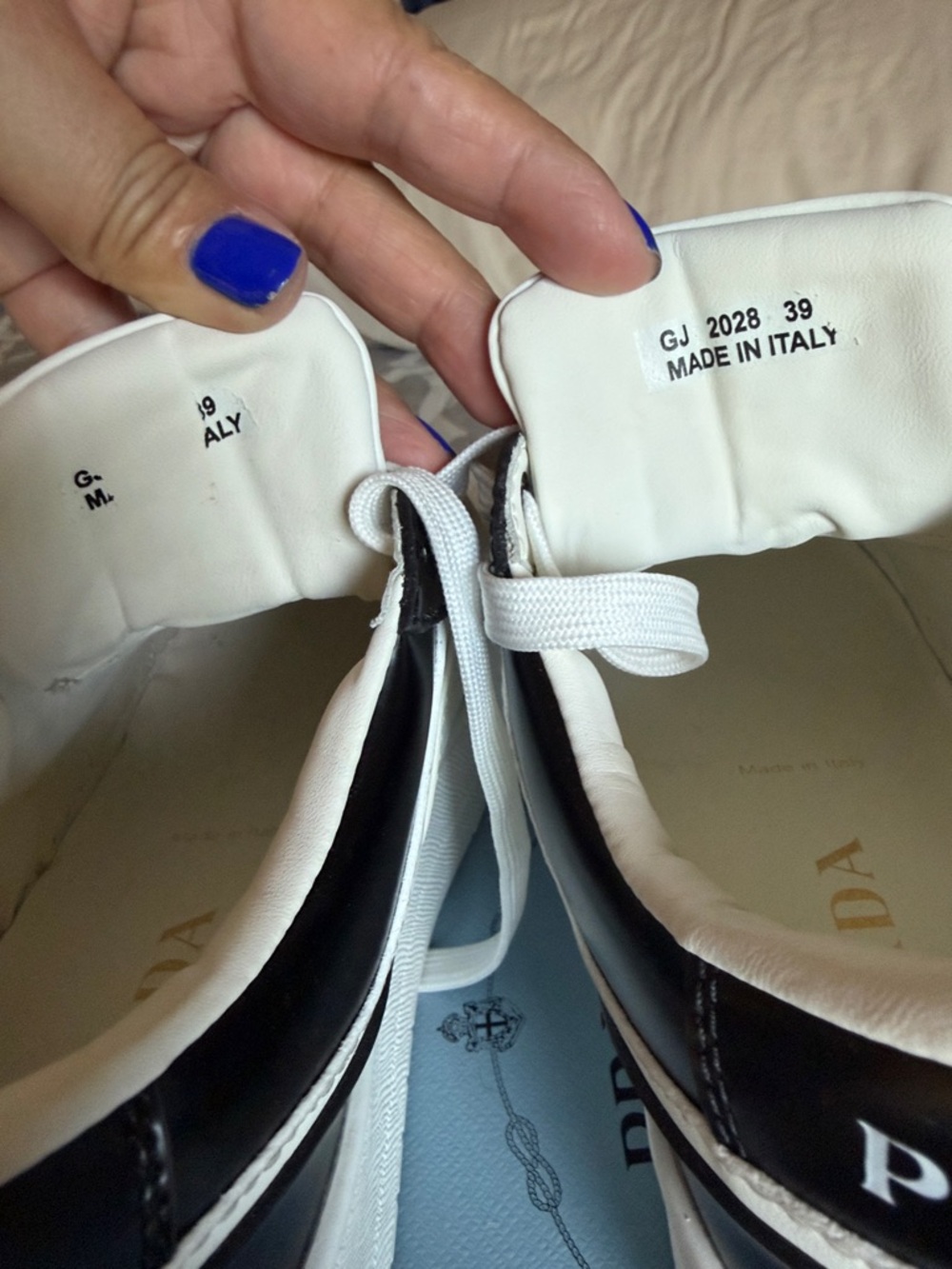 Prada Black and White Platform Lace-Up Sneakers - Picture 6 of 6